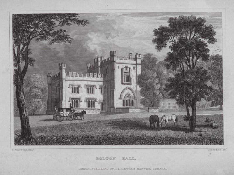Bolton Hall (metszet) alkotó: Nathaniel (after) Whittock