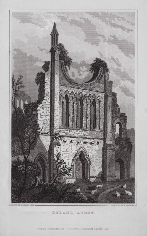 Byland Abbey (metszet) alkotó: Nathaniel (after) Whittock