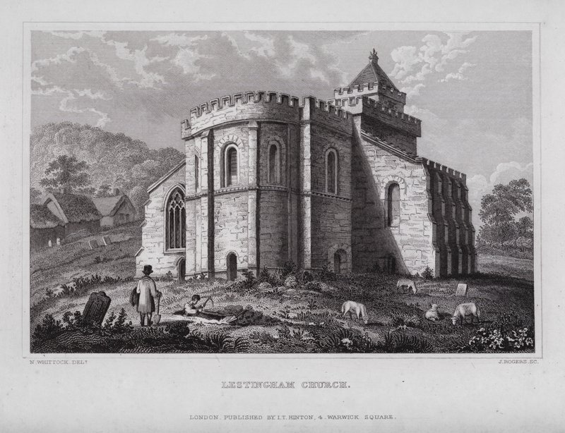 Lestingham templom (metszet) alkotó: Nathaniel (after) Whittock