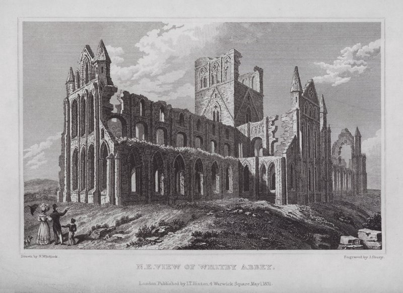 A Whitby-apátság északkeleti nézete (metszet) alkotó: Nathaniel (after) Whittock