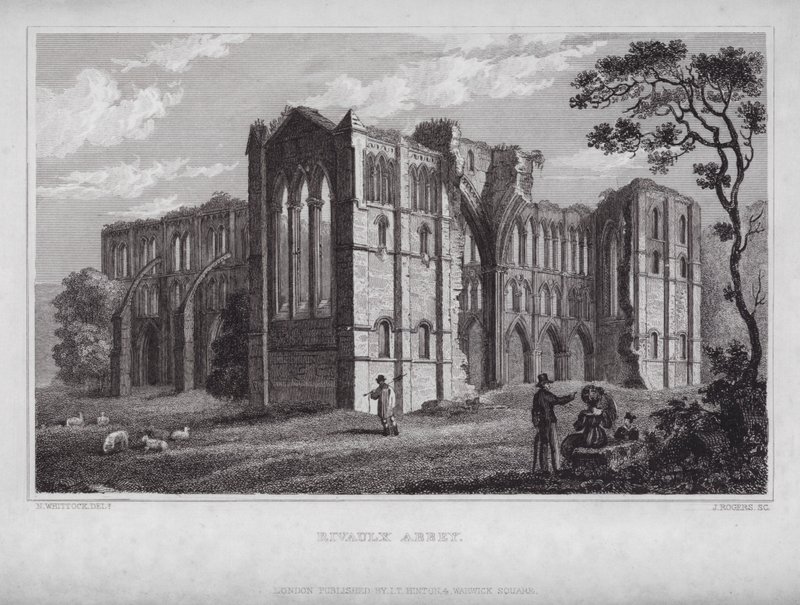 Rievaulx apátság (metszet) alkotó: Nathaniel (after) Whittock