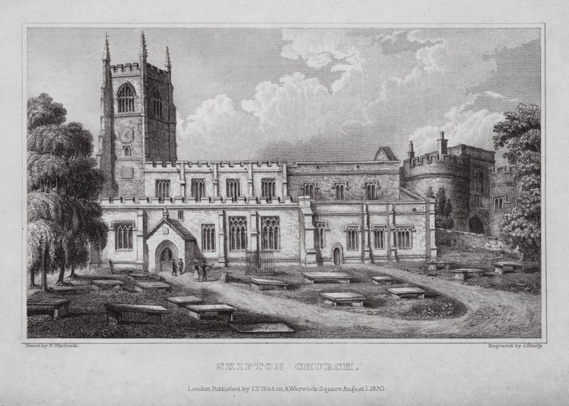 Skipton templom (metszet) alkotó: Nathaniel (after) Whittock