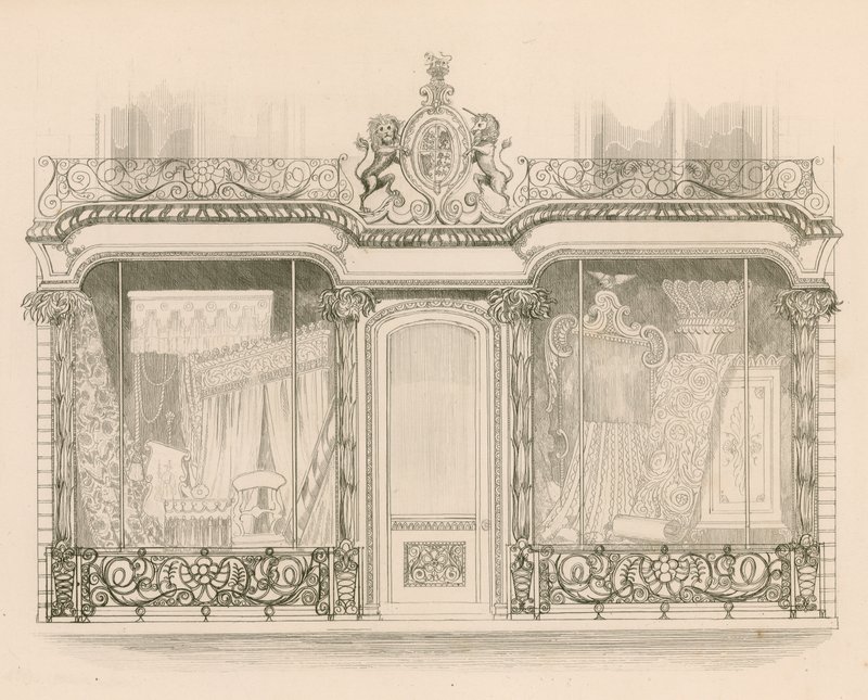 Saunders és Woodley urak boltja, kárpitosok, Regent Street, London alkotó: Nathaniel Whittock
