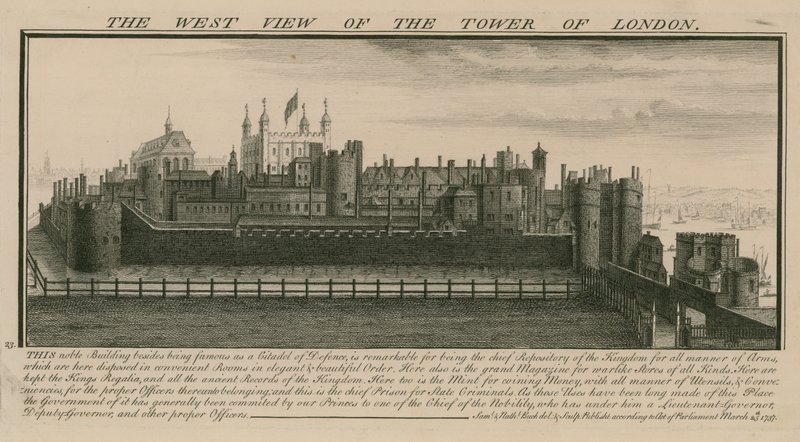 A londoni Tower nyugati kilátása alkotó: Nathaniel and Samuel Buck