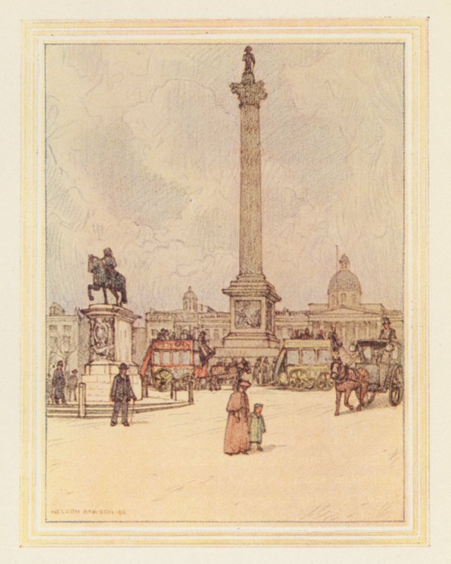 Trafalgar tér (színes litográfia) alkotó: Nelson Dawson