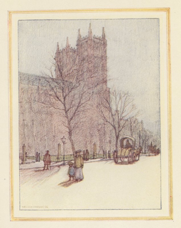 Westminster apátság (színes litográfia) alkotó: Nelson Dawson
