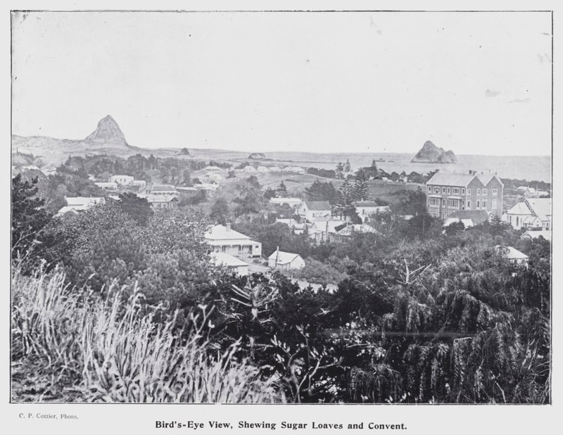 New Plymouth, Új-Zéland: Madártávlat, Cukorkenyerek és kolostor (f/w fotó) alkotó: New Zealand Photographer