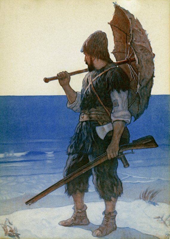 Illusztráció Robinson Crusoe-hoz (színes litó) alkotó: Newell Convers (after) Wyeth