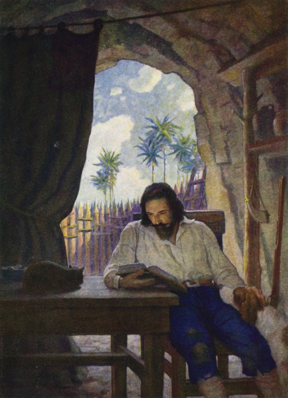 Illusztráció Robinson Crusoe-hoz (színes litó) alkotó: Newell Convers (after) Wyeth