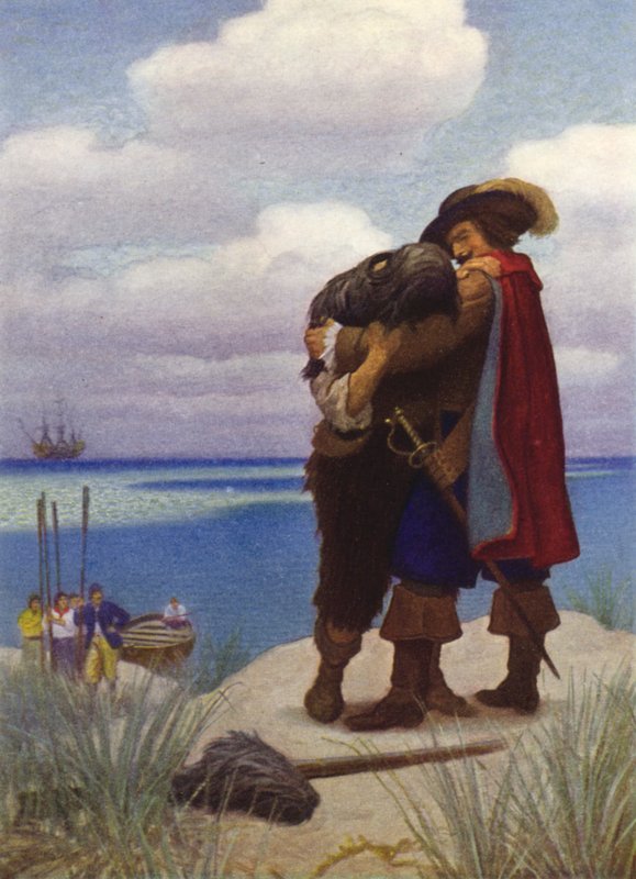 Illusztráció Robinson Crusoe-hoz (színes litó) alkotó: Newell Convers (after) Wyeth
