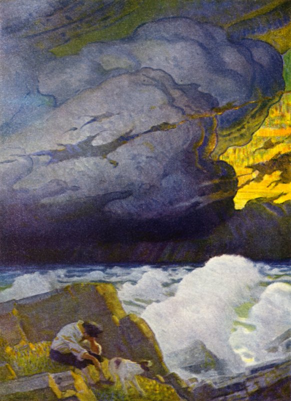 Illusztráció Robinson Crusoe-hoz (színes litó) alkotó: Newell Convers (after) Wyeth