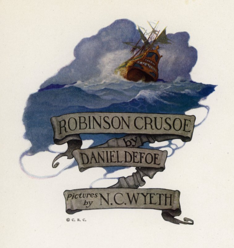 Illusztráció Robinson Crusoe-hoz (színes litó) alkotó: Newell Convers (after) Wyeth
