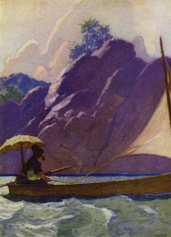 Illusztráció Robinson Crusoe-hoz (színes litó) alkotó: Newell Convers (after) Wyeth
