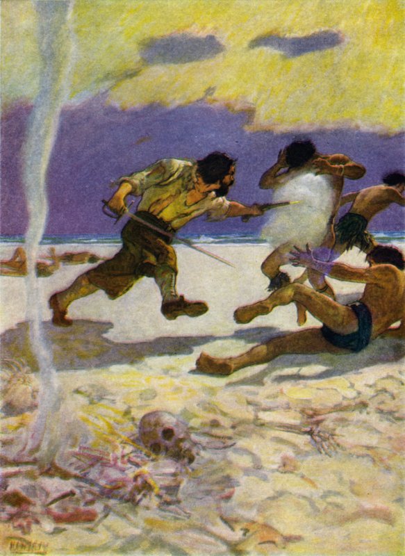 Illusztráció Robinson Crusoe-hoz (színes litó) alkotó: Newell Convers (after) Wyeth
