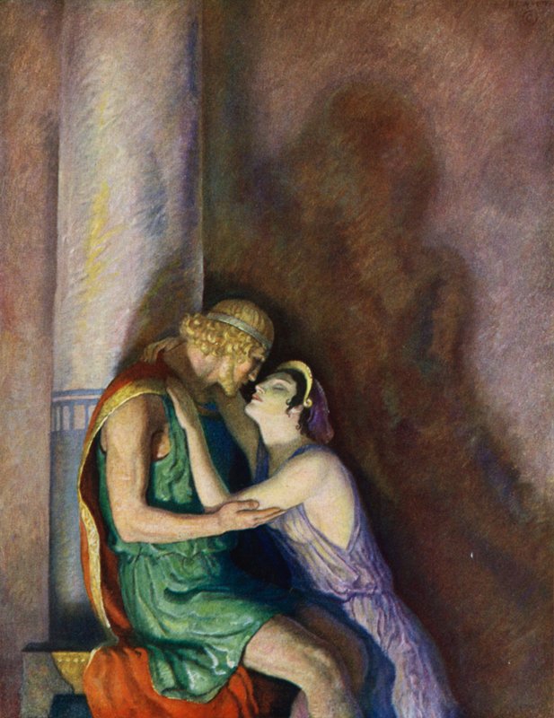 Odüsszeia: Odüsszeusz és Pénelopé újraegyesülve (színes litográfia) alkotó: Newell Convers (after) Wyeth