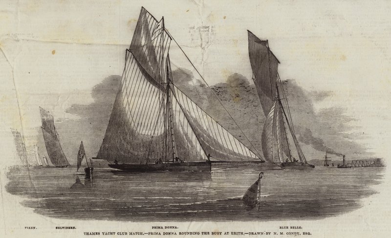 Thames Yacht Club Match, Prima Donna megkerüli a bóját Erithnél alkotó: Nicholas Matthews Condy
