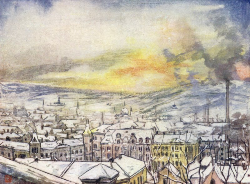 Norvégia: Christiania madártávlatából (színes litho) alkotó: Nico Jungman