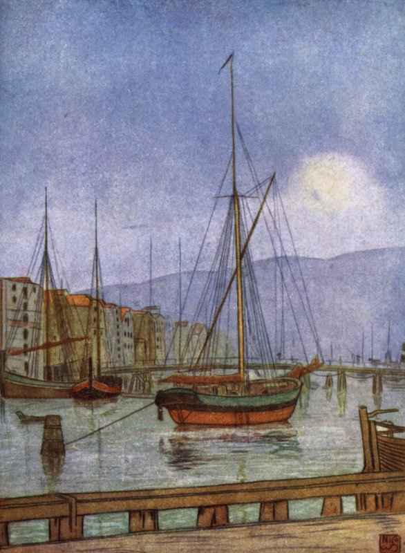 Norvégia: Ostre Kanalhavn, Trondhjem (színes litho) alkotó: Nico Jungman