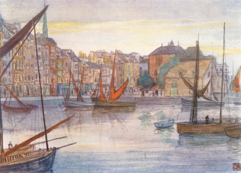 Quai Sainte Catherine, Honfleur (színes litográfia) alkotó: Nico Jungmann