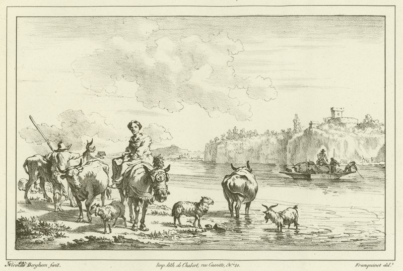 Nő egy öszvéren alkotó: Nicolaes Pietersz. Berchem