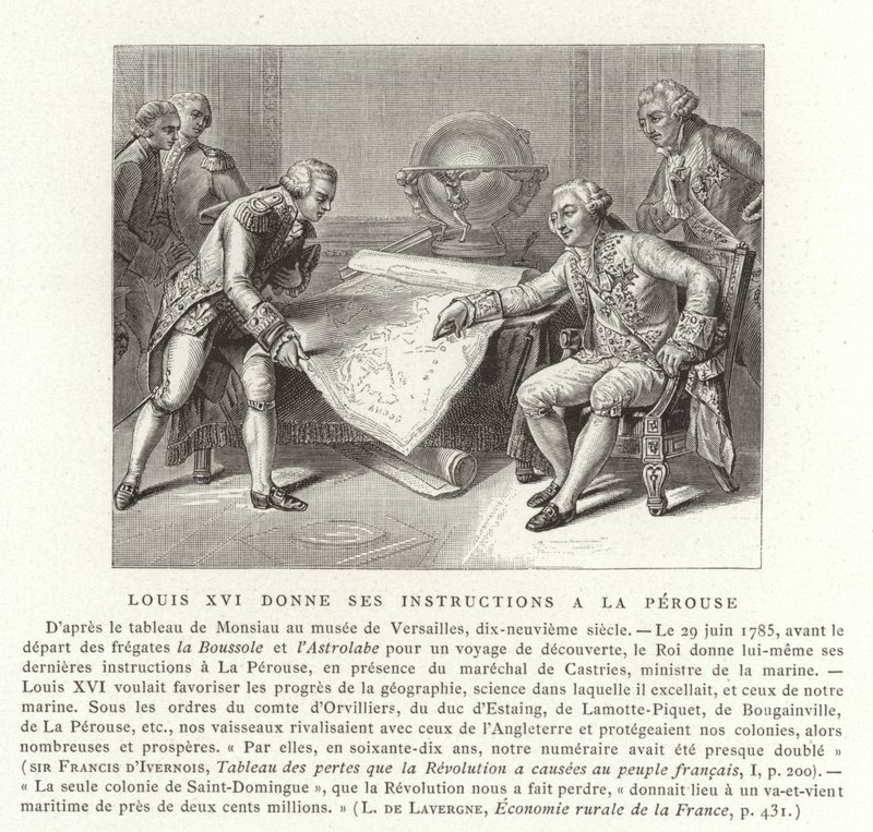 XVI. Lajos, Franciaország utasításait adta Laperouse grófnak, 1785 alkotó: Nicolas Andre Monsiau