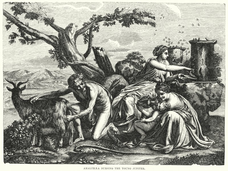 Amalthaea ápolja a fiatal Jupitert alkotó: Nicolas Poussin