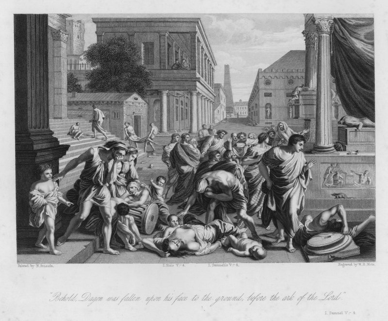 Dagon bukása, I. V. Sámuel, 4 (metszet) alkotó: Nicolas (after) Poussin