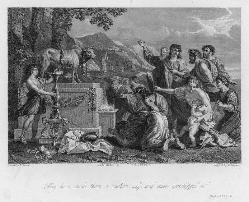 Az aranyborjú, Exodus XXXII, 8 (metszet) alkotó: Nicolas (after) Poussin