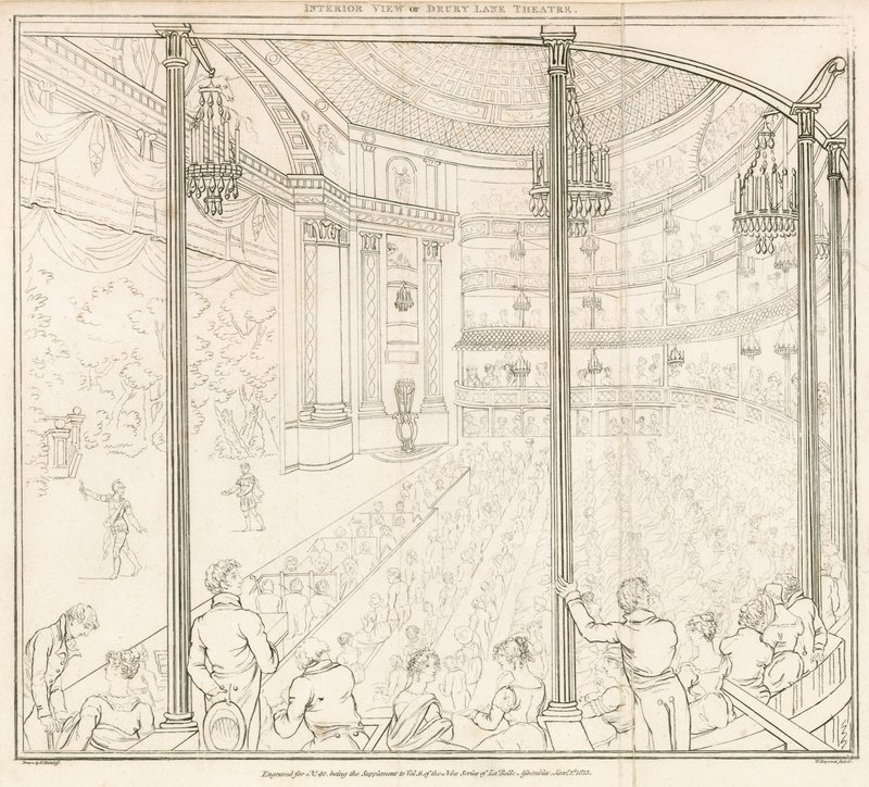 A londoni Drury Lane Színház belső képe alkotó: Nicolaus von Heideloff