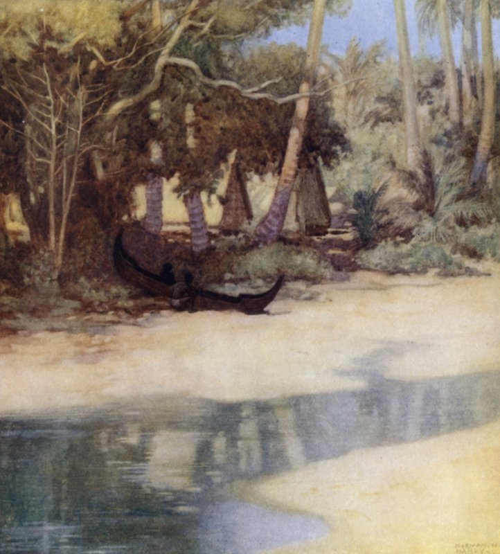Lagúna Új-Floridában, a Salamon-szigeteken (színes litho) alkotó: Norman Hardy