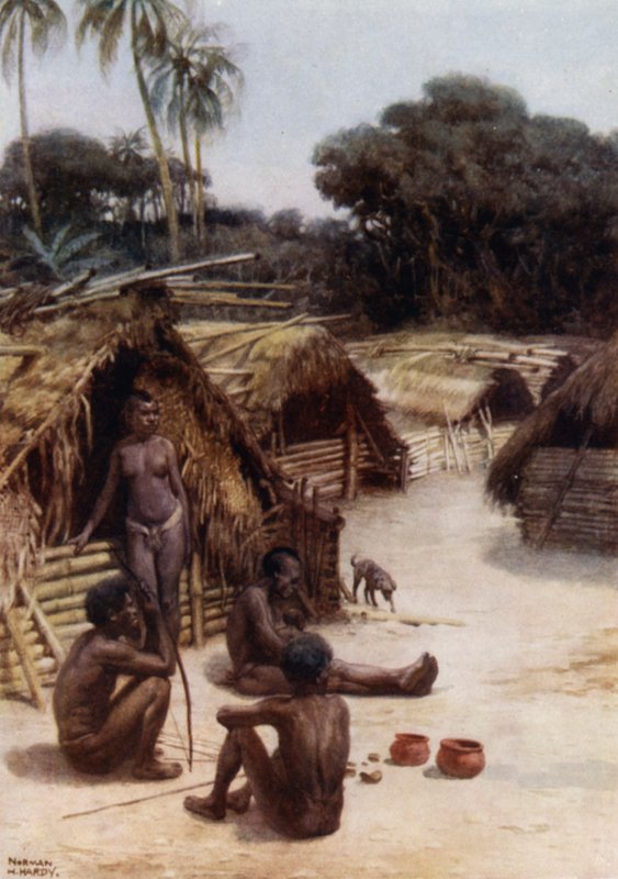 Egy falu Santóban, Új-Hebridákon (színes litó) alkotó: Norman Hardy