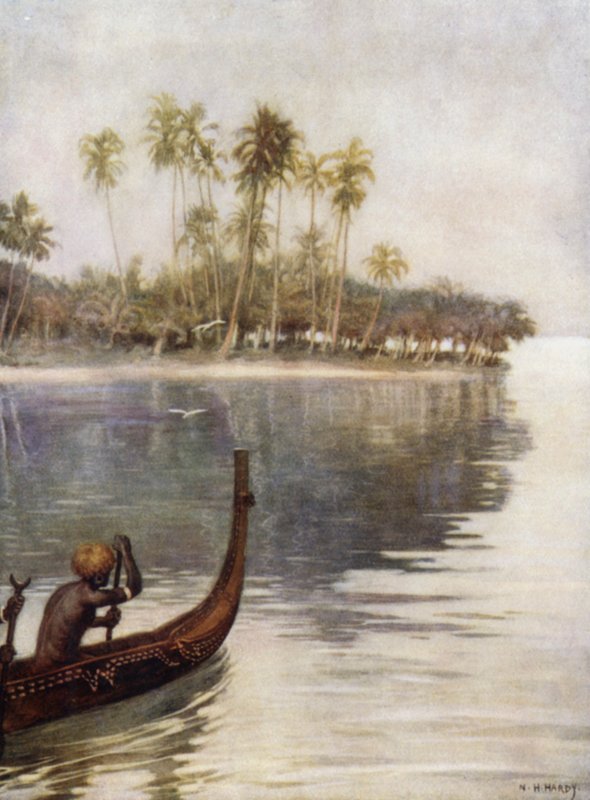 Kora reggel, Gavutu, Salamon-szigetek (színes litho) alkotó: Norman Hardy