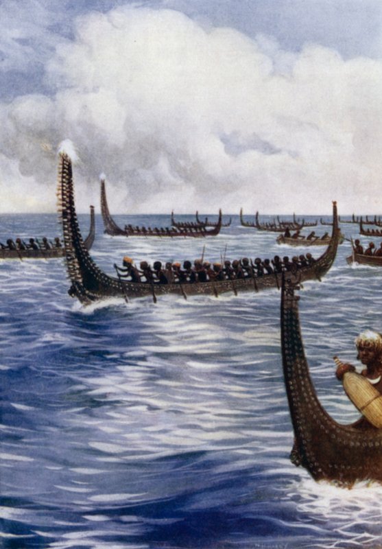 Ingova fejvadászai, Brit Salamon-szigetek (színes litho) alkotó: Norman Hardy