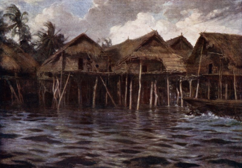 Motu falu a tengerből (színes litó) alkotó: Norman Hardy