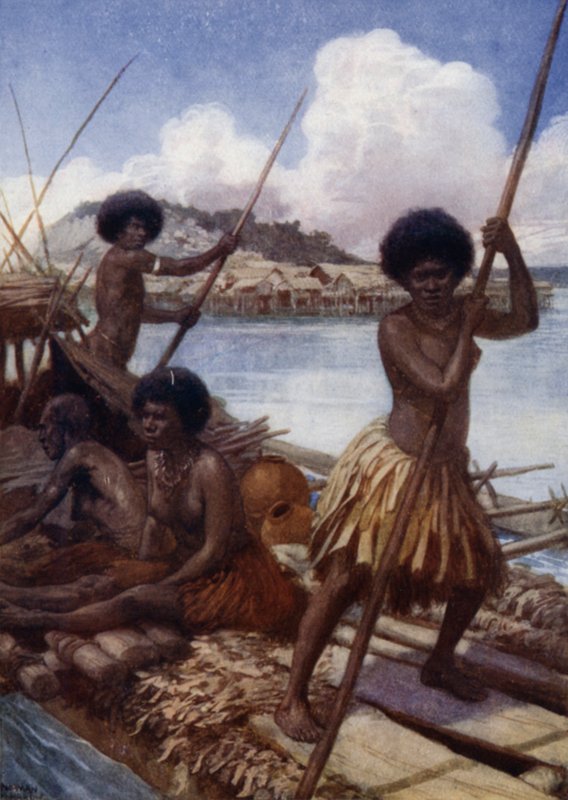 Tovább a piacra, Brit Új-Guinea (színes litho) alkotó: Norman Hardy