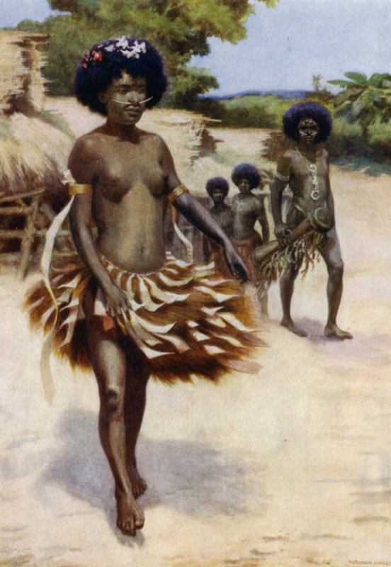 Irány a Dubu Dance, Brit Új-Guinea (színes litho) alkotó: Norman Hardy
