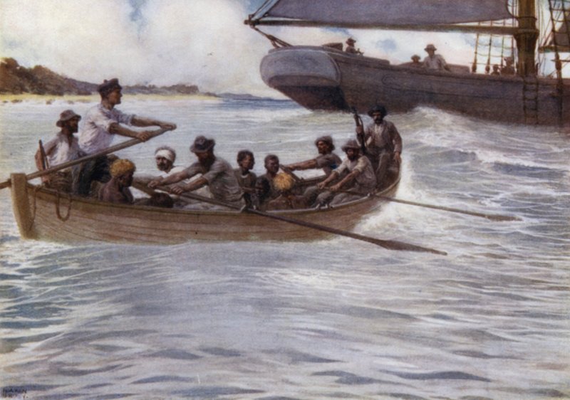 A "feketéregek" a Salamon-szigeteken (színes litó) alkotó: Norman Hardy