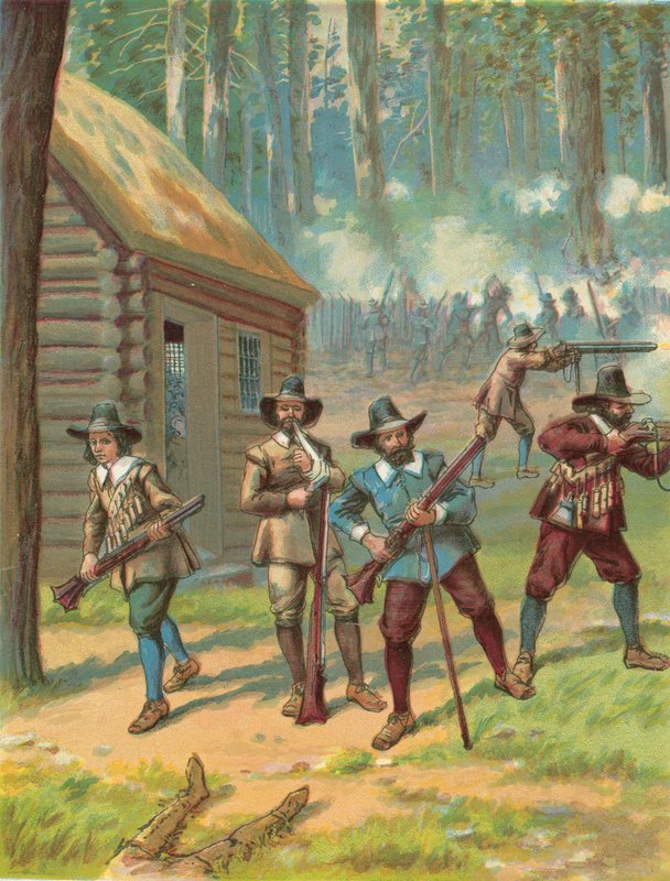 Az indiánok ellen harcoló zarándokok alkotó: North American