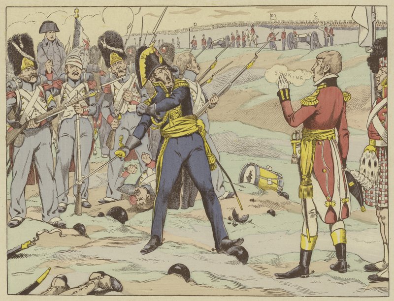 Először vereséget szenvedett egy olyan helyen, amelyet a földrajz Waterloo néven ismer, a történelem viszont árulás. Aznap Cambronne kiadta utolsó szavát. alkotó: Onfray de Breville Job