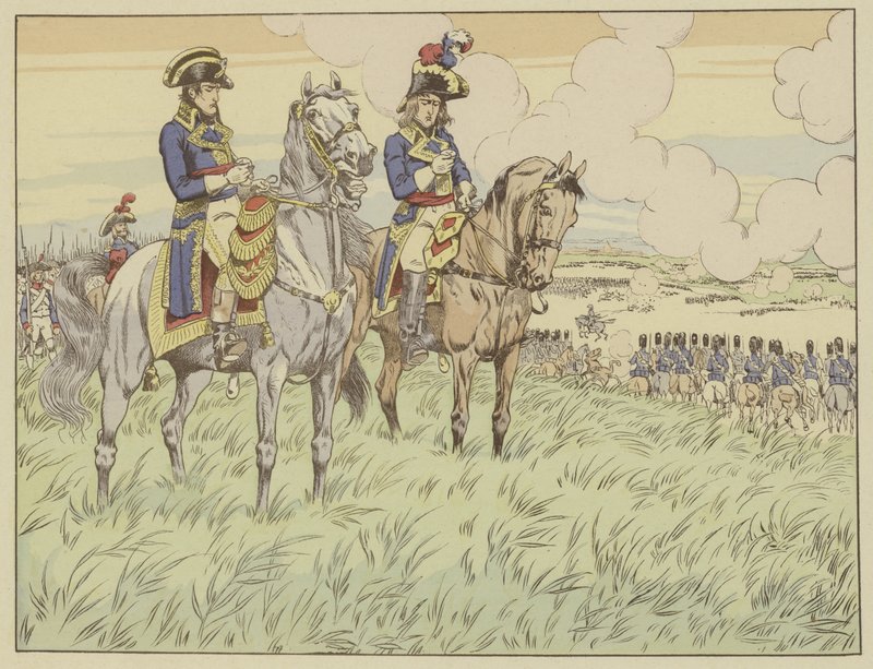 Napóleon és Louis Desaix tábornok a marengói csatában, 1800. június 24. alkotó: Onfray de Breville Job