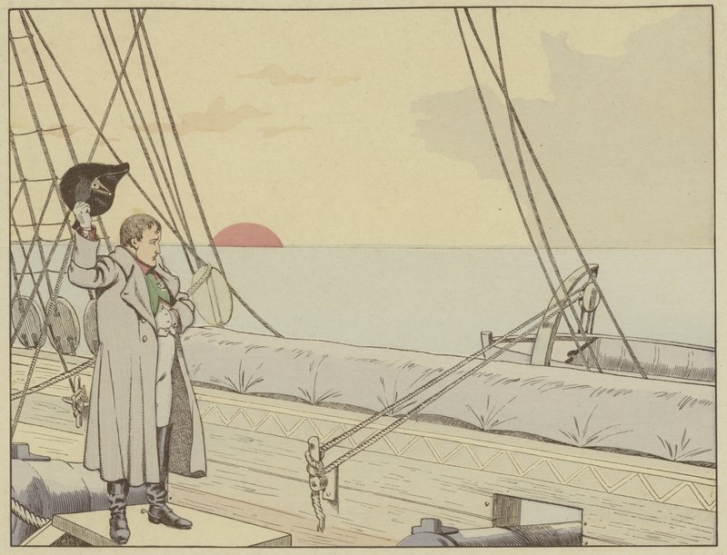 Napóleon a HMS Bellerophon fedélzetén, miután feladta magát a briteknek, 1815. július 15. alkotó: Onfray de Breville Job