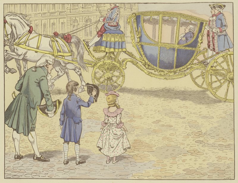 1779-ben édesapja Versailles-ba vitte, és először látott királyt, XVI. Lajost, akinek a sikere lett. alkotó: Onfray de Breville Job