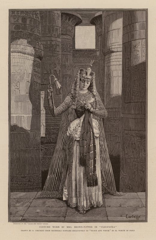 Cora Urquhart Brown-Potter jelmeze a Kleopátrában (metszet) alkotó: Oreste Cortazzo