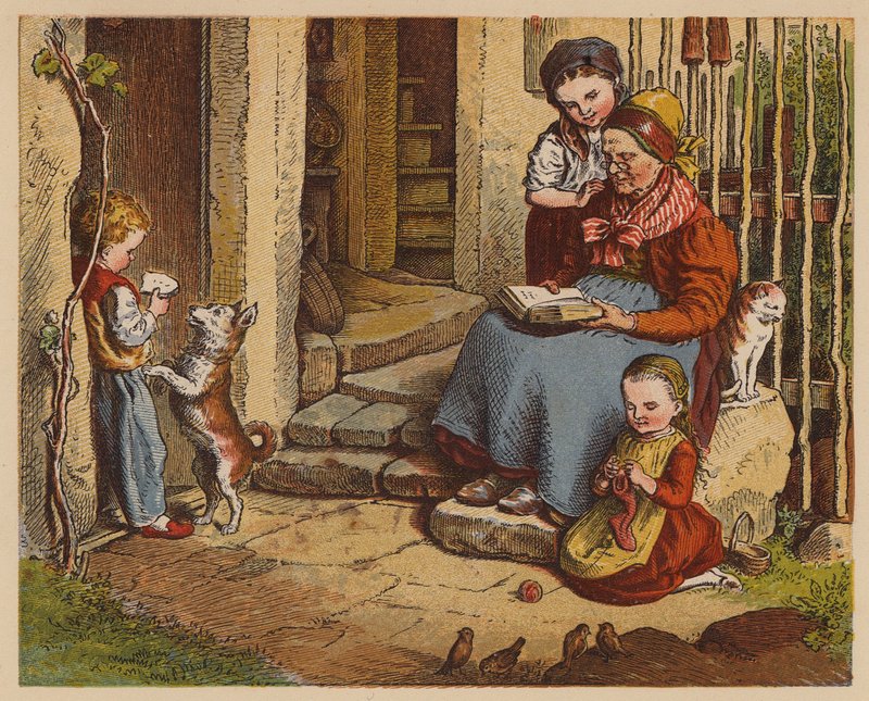 Granny Reading (színes litográfia) alkotó: Oskar Pletsch