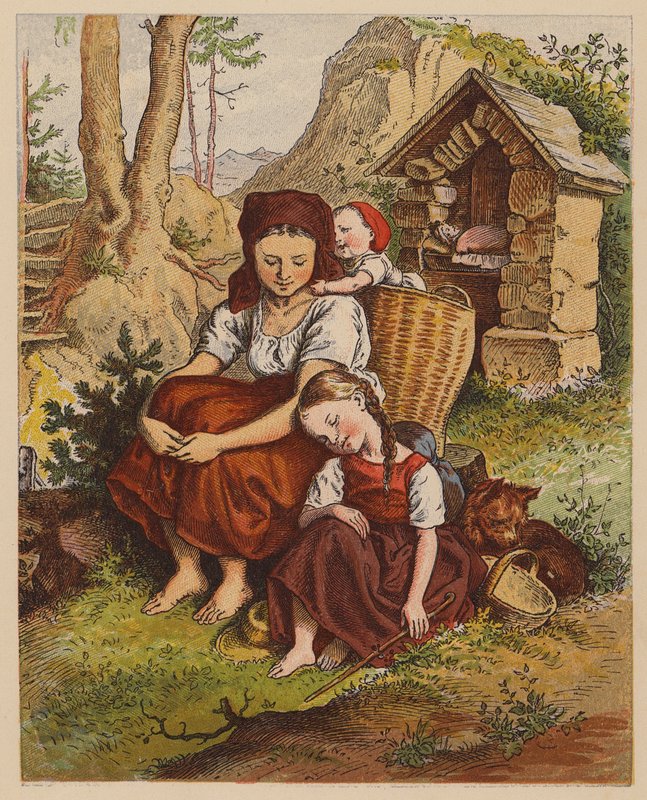 Fáradt Tottie (színes litográfia) alkotó: Oskar Pletsch