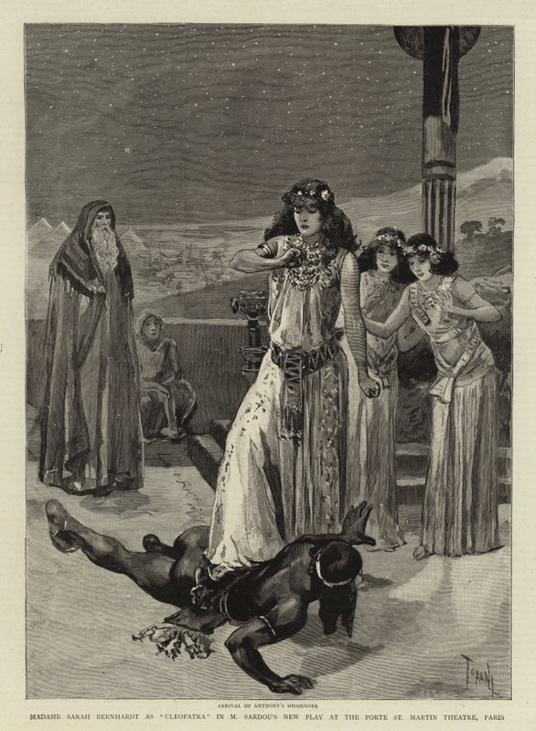Madame Sarah Bernhardt Kleopátra szerepében M Sardou új darabjában a párizsi Porte St Martin Színházban alkotó: Oswaldo Tofani