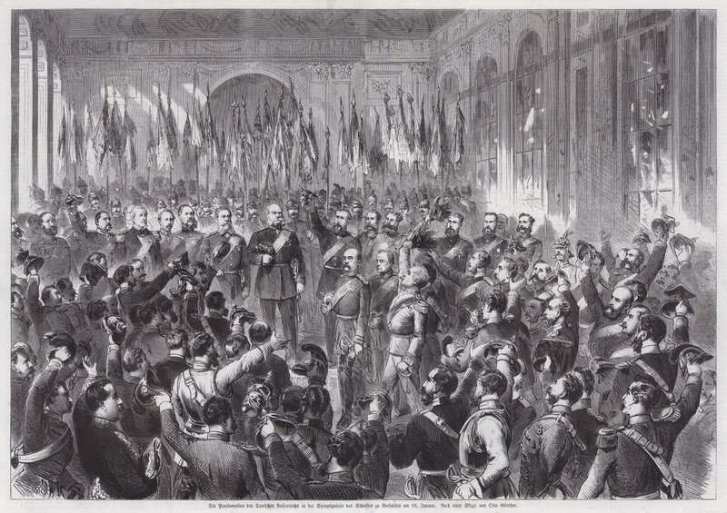 I. Vilmos porosz király német császárrá kikiáltása, Tükörcsarnok, Palais de Versailles, Franciaország alkotó: Otto Edmund Guenther