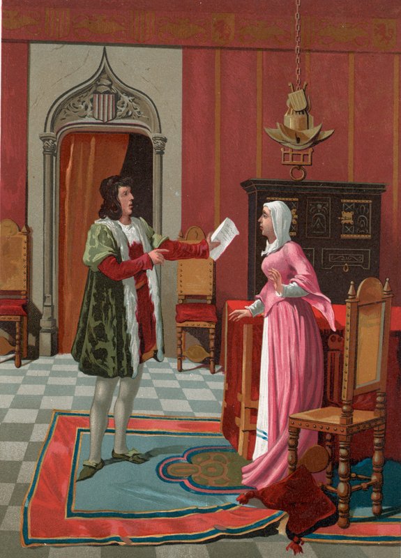 Enrique de Villena elmondja feleségének, hogy Calatrava mesterévé választották alkotó: P. Y. Valor