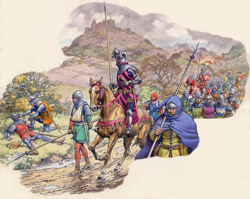 100 éves háború (gouache, papír) alkotó: Pat (1907-95) Nicolle