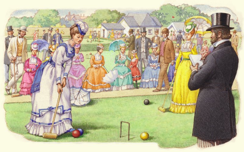 Krokettjáték a wimbledoni All-England Clubban (gouache, papír) alkotó: Pat (1907-95) Nicolle